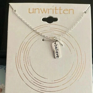 NWT Unwritten Silver Necklace "Believe" Pendant